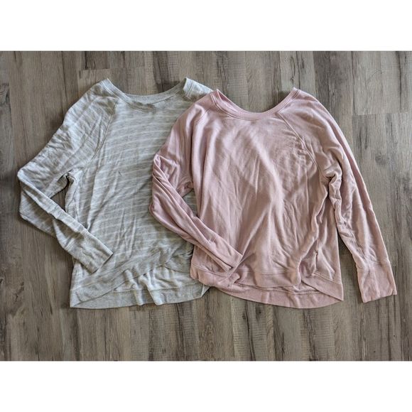 Athleta Serenity Criss Cross Sweatshirt Bundle Pink and Grey, Large - Picture 1 of 6